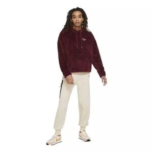 NIKE Black Sherpa Plush Sportswear Pullover Fleece Sweatshirt Hoodie. Sz: Medium